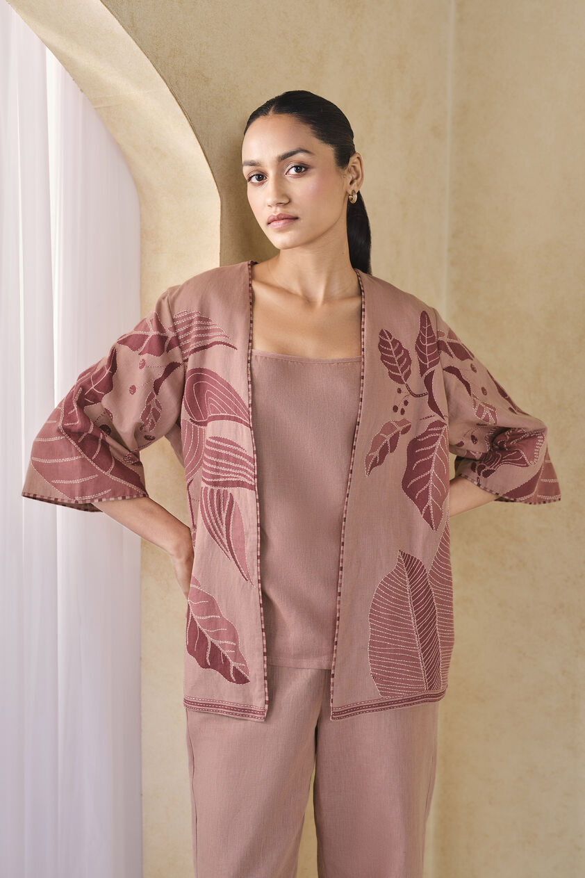 Fig Handcrafted Kantha Overlayer Set - Pink, Pink, image 8